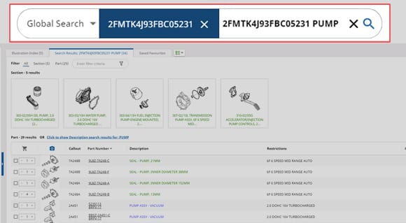 Electronic Parts Catalogue Feature - Global Search